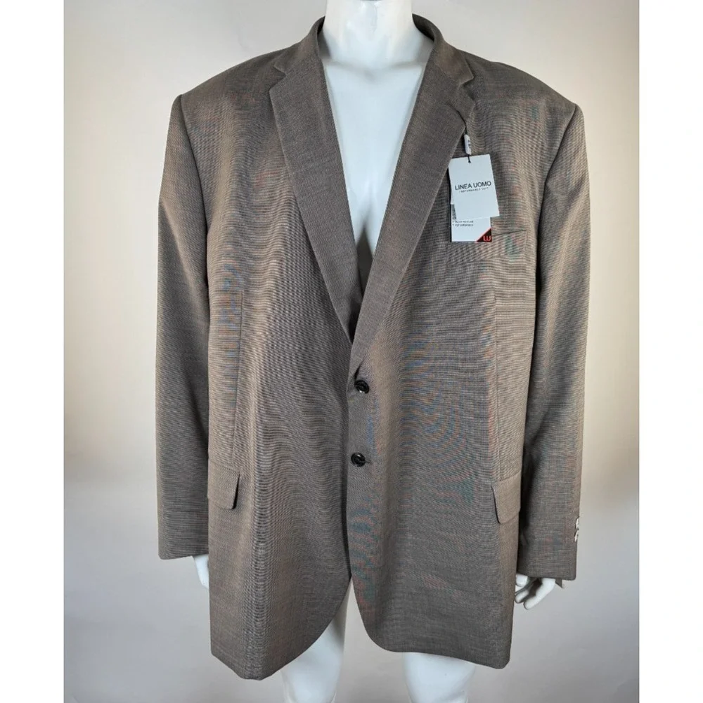 Linea Uomo 2PC Set Performance Suit Jacket & Pants Mens 60R NWT Stretch Wool Tan